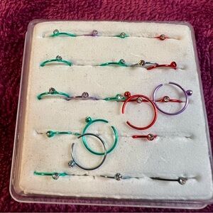 Sterling Silver LOT of 22 Multicolor Nose Rings